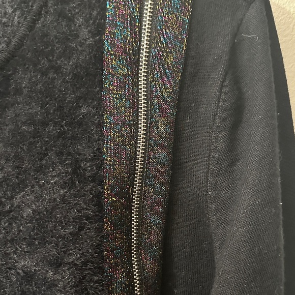 Zipper Glitter Embellishment Black Sweater - Picture 4 of 6